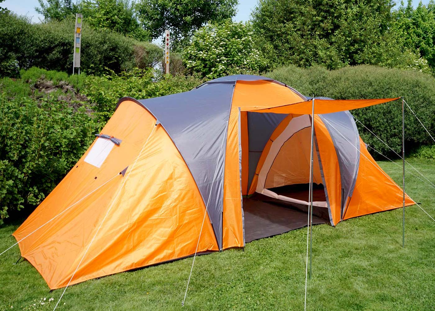 Campingzelt Loksa, 4-Mann Zelt Kuppelzelt Igluzelt Festival-Zelt, 4 Personen  ~ orange von Heute-Wohnen