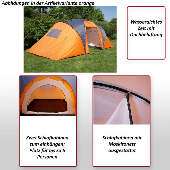 Campingzelt Loksa, 6-Mann Zelt Kuppelzelt Igluzelt Festival-Zelt, 6  Personen ~ grün von Heute-Wohnen