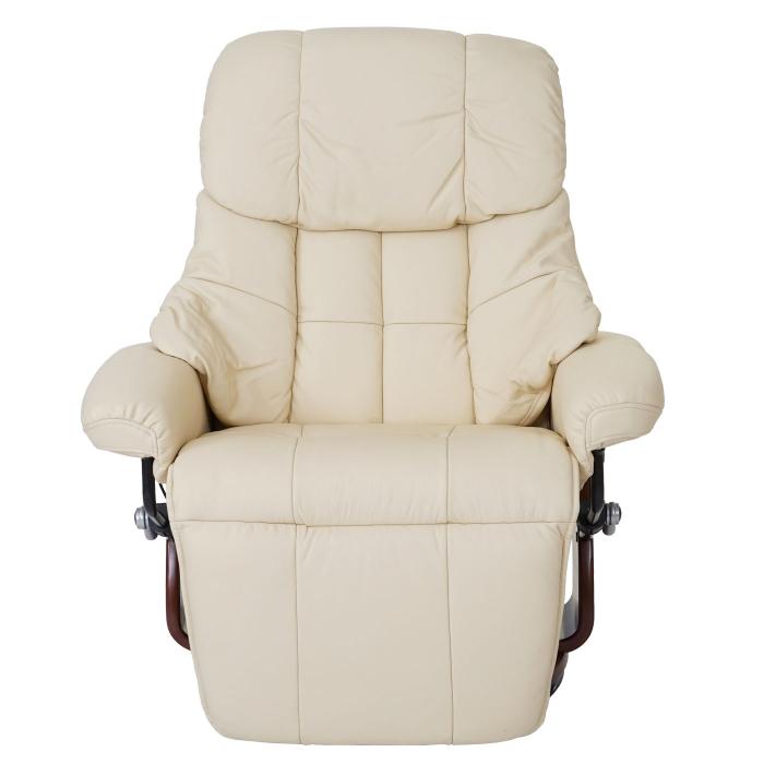 MCA Relaxsessel Calgary 2, Fernsehsessel Sessel, Echtleder 150kg belastbar  ~ creme, Walnuss-Optik von Heute-Wohnen