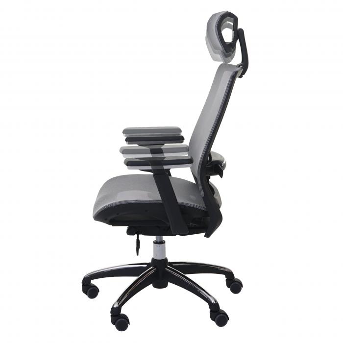 Bürostuhl HWC-A20, Schreibtischstuhl, ergonomisch Kopfstütze Stoff/Textil  ISO9001 ~ grau von Heute-Wohnen