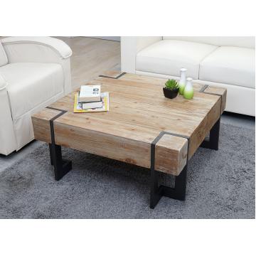 Couchtisch HWC-A15, Wohnzimmertisch, Tanne Holz rustikal massiv MVG-zertifiziert ~ naturfarben 70x70cm