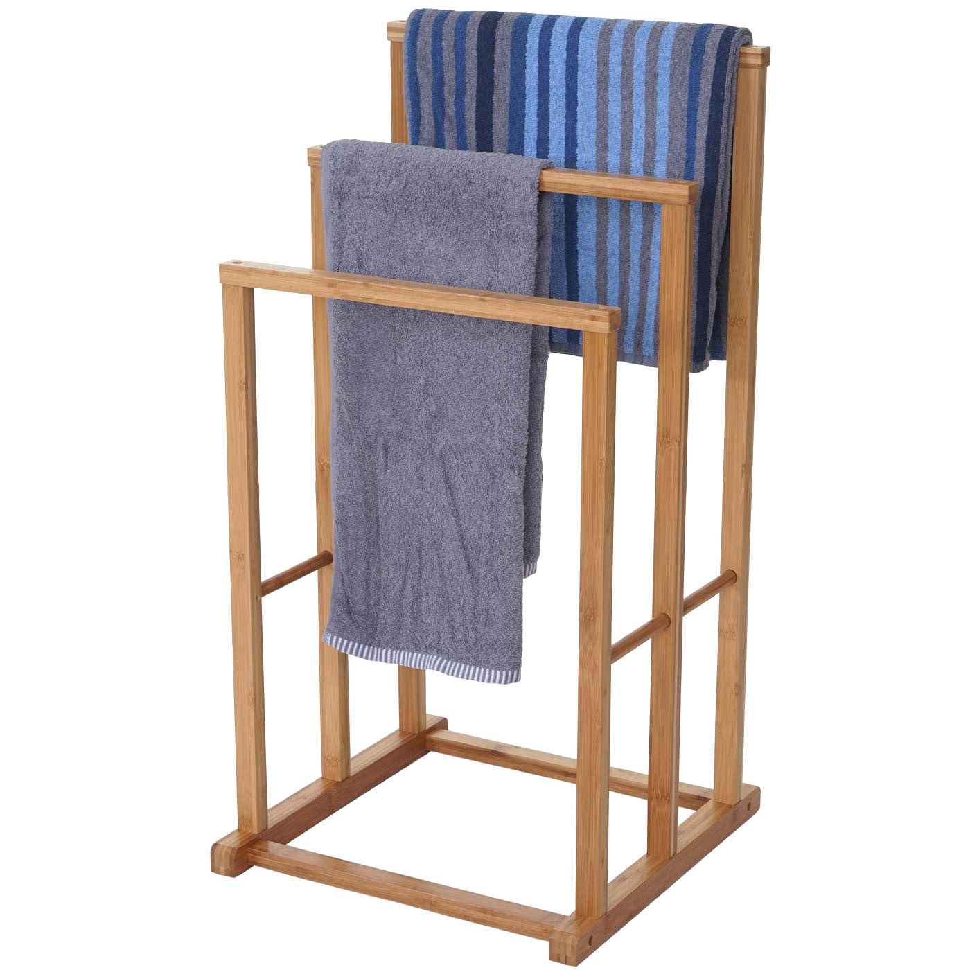 Handtuchhalter, Badezimmer Handtuchständer freistehend, Bambus 82x42x42cm |  Swisshandel24