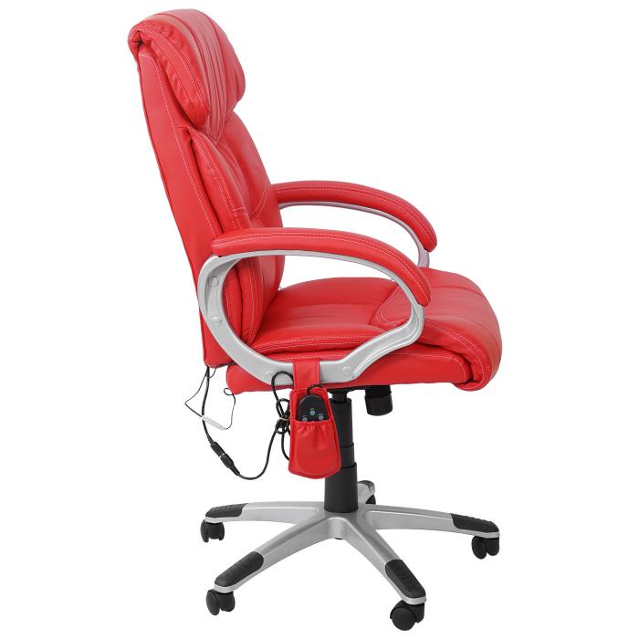 Massage-Bürostuhl HWC-A71, Drehstuhl Chefsessel, Heizfunktion  Massagefunktion Kunstleder ~ rot von Heute-Wohnen