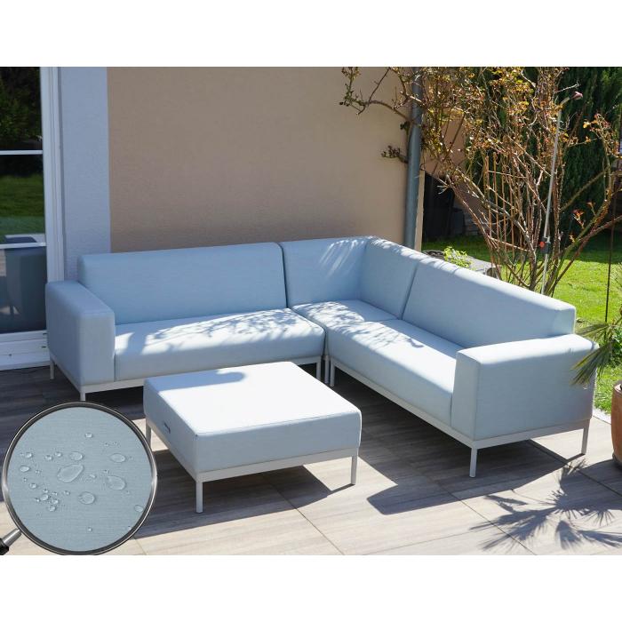 Alu-Garten-Garnitur HWC-C47, Sofa, Outdoor Stoff/Textil ~ blau ohne Ablage,  ohne Kissen von Heute-Wohnen