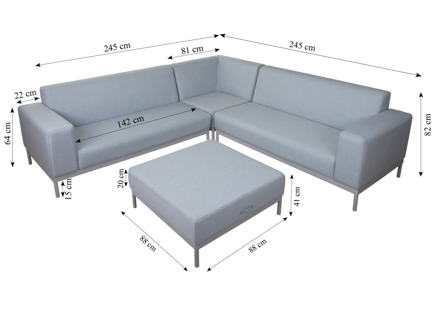 Ecksofa, Sofa Loungesofa Couch, Stoff/Textil Indoor wasserabweisend - blau  ohne Ablage | swisshandel24 – wir verschönern Ihr Zuhause