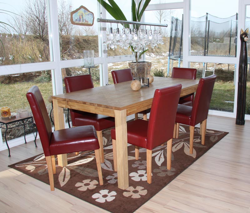 6x Esszimmerstuhl Stuhl Küchenstuhl Littau ~ Leder, rot, helle Beine von  Heute-Wohnen