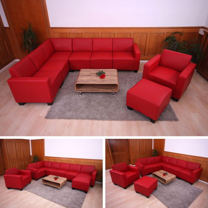 Modular Sofa-System Couch-Garnitur Lyon 6-2, Kunstleder ~ rot von  Heute-Wohnen