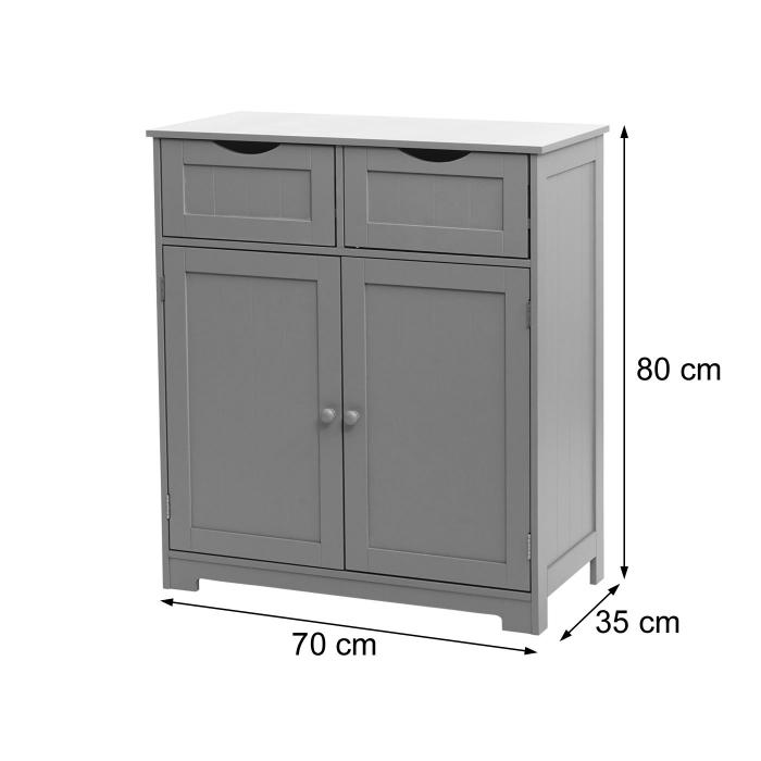 Kommode HWC-B65, Schubladenschrank Schrank, 2 Schubladen und 2 Türen  80x70x35cm ~ grau von Heute-Wohnen