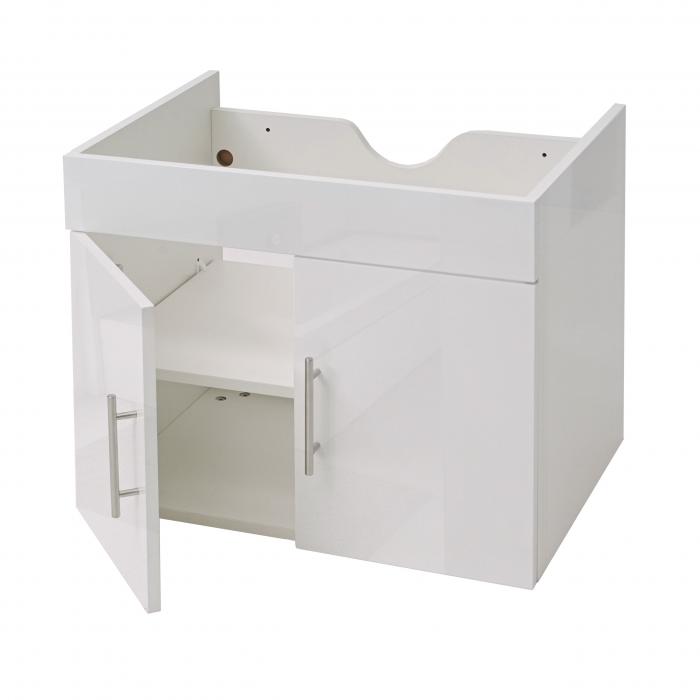 Waschbeckenunterschrank HWC-D16, Waschtischunterschrank Waschtisch  Unterschrank Badmöbel, hochglanz 60cm ~ weiß von Heute-Wohnen