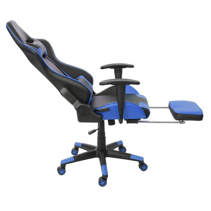 Relax-Bürostuhl HWC-D25 XXL, Schreibtischstuhl Gamingstuhl, 150kg belastbar  Fußstütze ~ schwarz/blau von Heute-Wohnen
