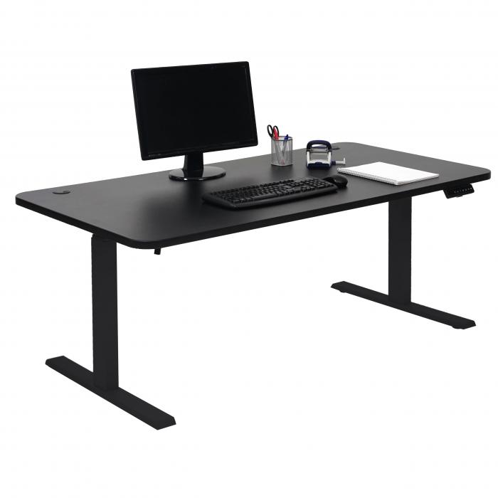Schreibtisch HWC-D40, Computertisch, elektrisch höhenverstellbar 160x80cm  53kg ~ schwarz, schwarz von Heute-Wohnen