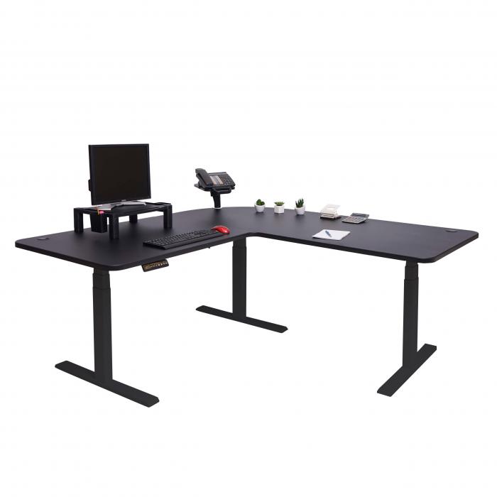 Eck-Schreibtisch HWC-D40, Computertisch, elektrisch höhenverstellbar  178x178cm 84kg ~ schwarz, schwarz von Heute-Wohnen