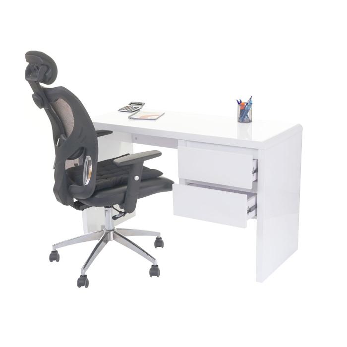B-Ware Schreibtisch HWC-D74, Computertisch Bürotisch, hochglanz weiß  75x120x50cm MVG-zertifiziert von Heute-Wohnen