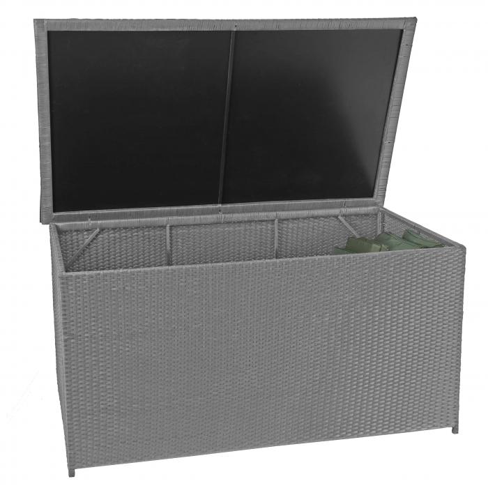 Poly-Rattan Kissenbox HWC-D88, Gartentruhe Auflagenbox Truhe ~ Basic grau,  80x160x94cm 950l von Heute-Wohnen