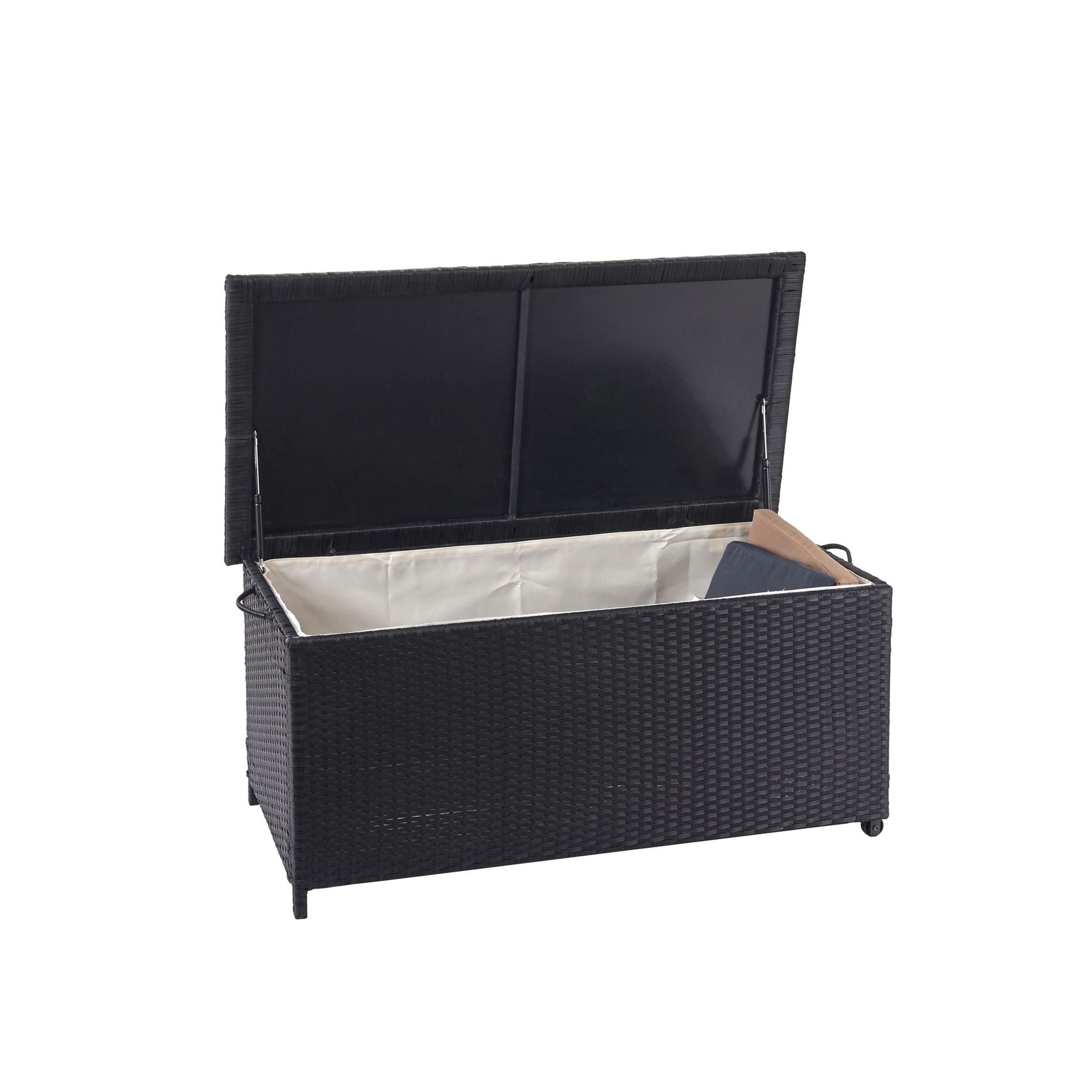 Poly-Rattan Kissenbox HWC-D88, Gartentruhe Auflagenbox Truhe ~ Premium  schwarz, 51x100x50cm 170l von Heute-Wohnen