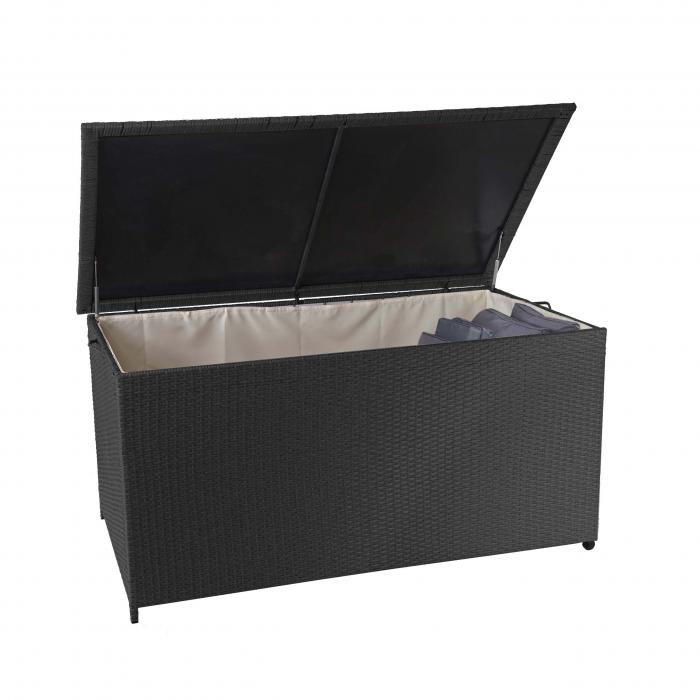 Poly-Rattan Kissenbox HWC-D88, Gartentruhe Auflagenbox Truhe ~ Premium  schwarz, 80x160x94cm 950l von Heute-Wohnen