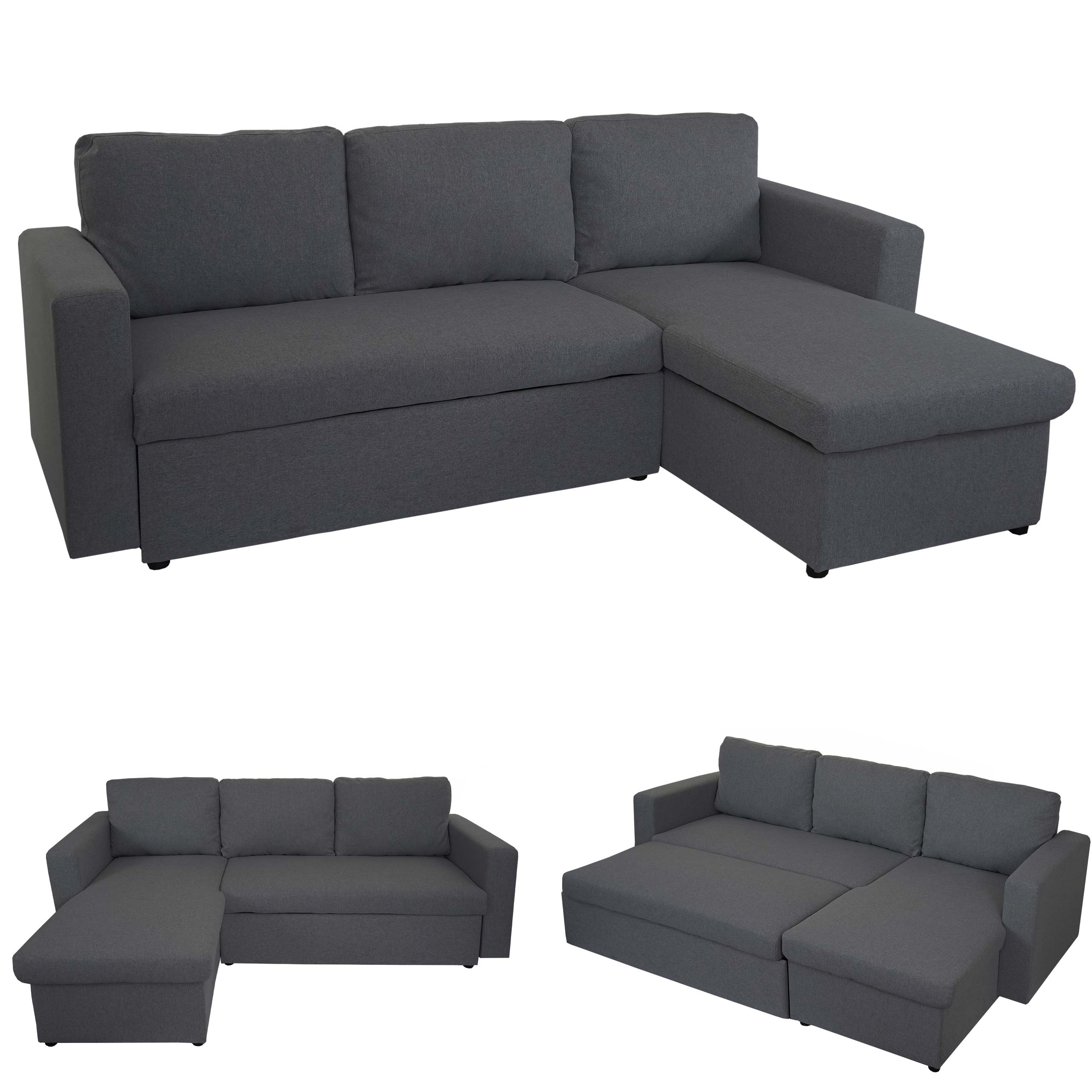 Schlafsofa HWC-D92, Couch Ecksofa Sofa, Schlaffunktion 220x152cm  Stoff/Textil | eBay