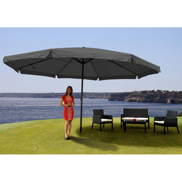 Sonnenschirm Meran Pro, Gastronomie Marktschirm mit Volant Ø 5m  Polyester/Alu 28kg ~ bordeaux mit Ständer von Heute-Wohnen