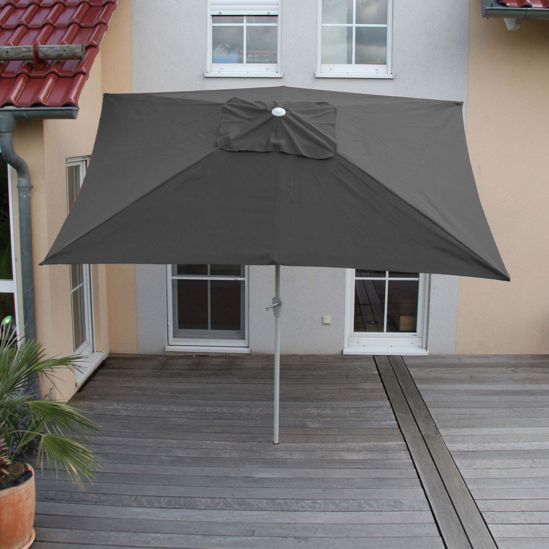 Sonnenschirm N23, Gartenschirm, 2x3m rechteckig neigbar, Polyester/Alu  4,5kg UV-Schutz 50+ ~ anthrazit von Heute-Wohnen