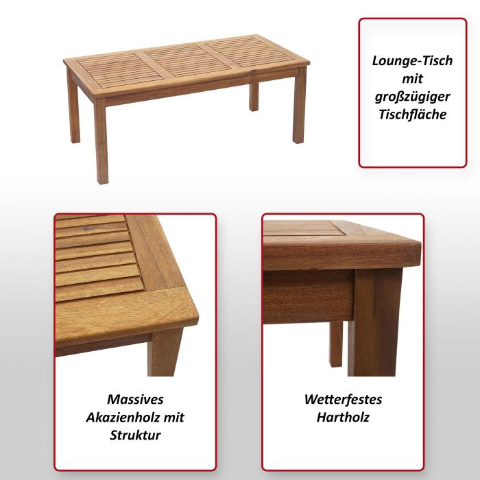 Lounge-Tisch HWC-E99, Gartentisch Tisch Beistelltisch Balkontisch, Akazie  Holz massiv MVG-zertifiziert 100x50 cm, braun von Heute-Wohnen