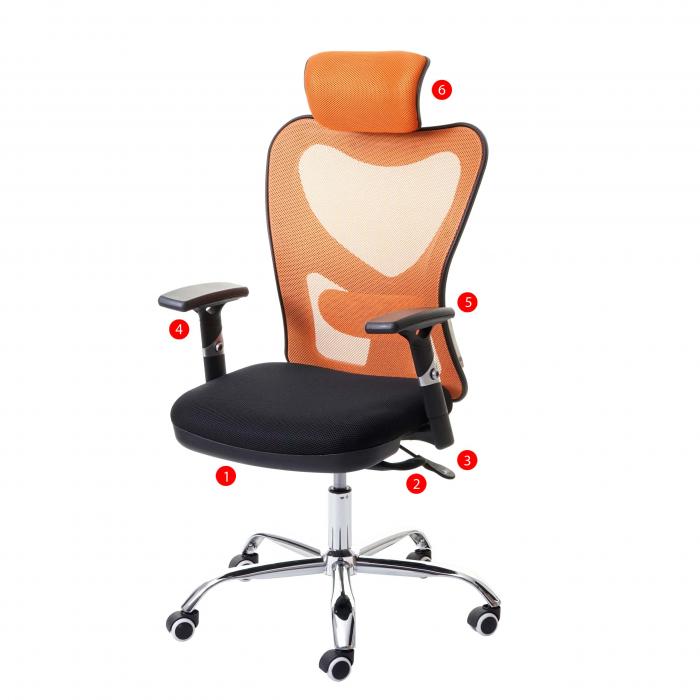 Bürostuhl HWC-F13, Schreibtischstuhl Drehstuhl, Sliding-Funktion 150kg  belastbar Stoff/Textil ~ schwarz/orange von Heute-Wohnen