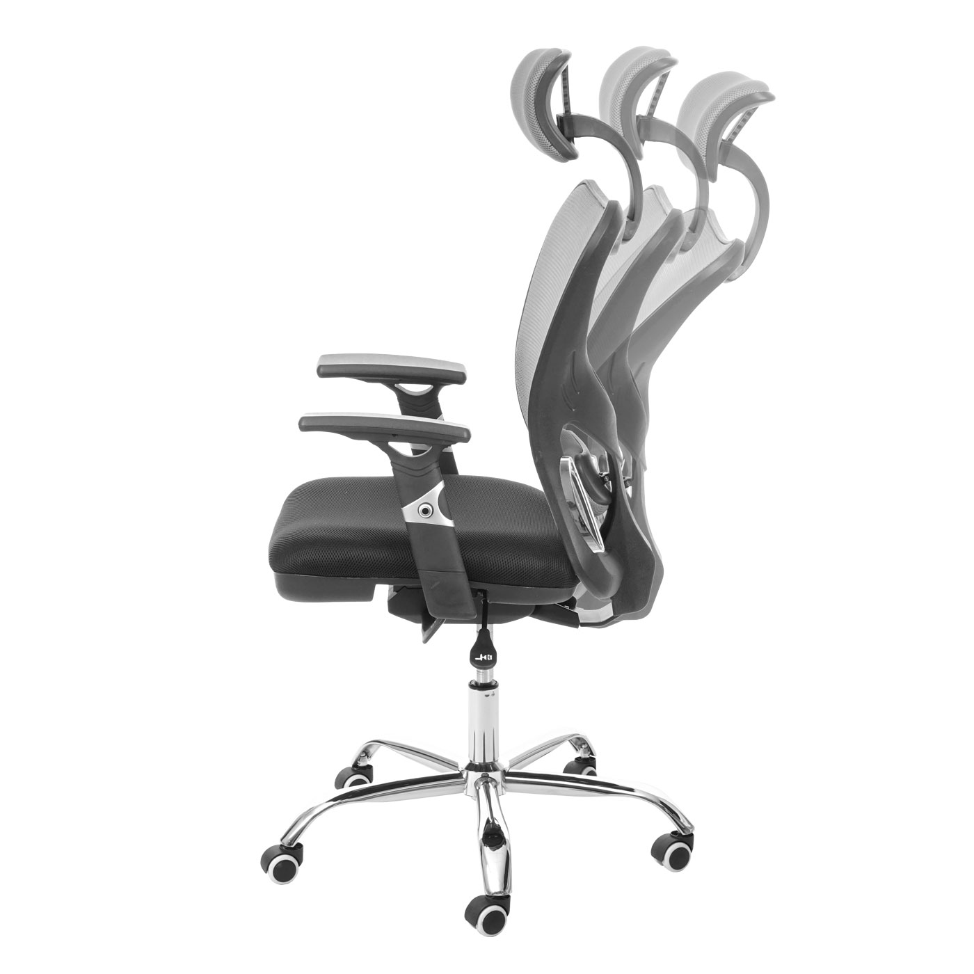 Bürostuhl HWC-F13, Schreibtischstuhl Drehstuhl, Sliding-Funktion Heute-Wohnen 150kg von belastbar ~ schwarz/grau Stoff/Textil