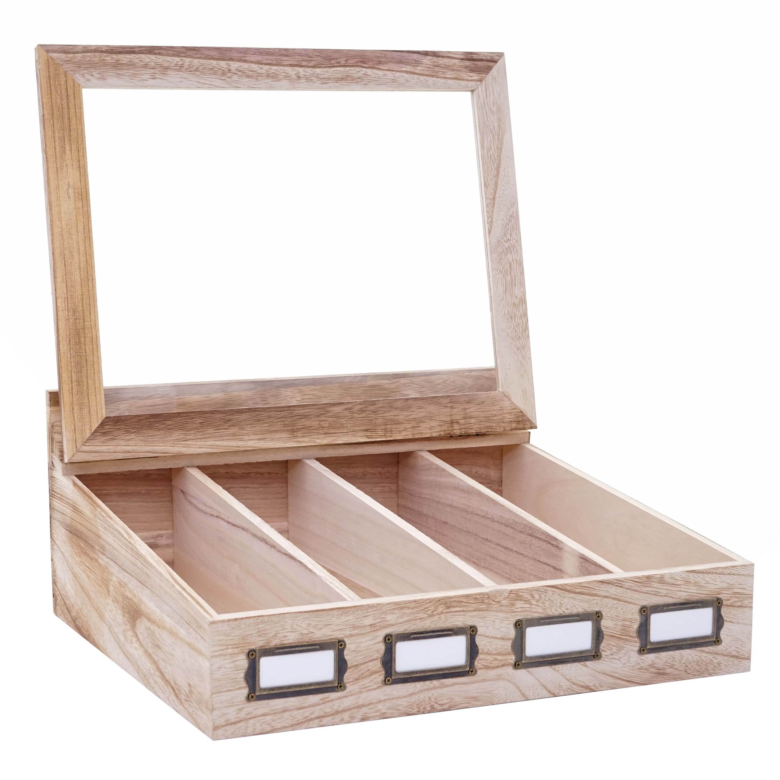 Besteckkiste HWC-C25, Holzbox mit Deckel Besteckkasten, Paulownia  17x37x33cm ~ naturbraun von Heute-Wohnen
