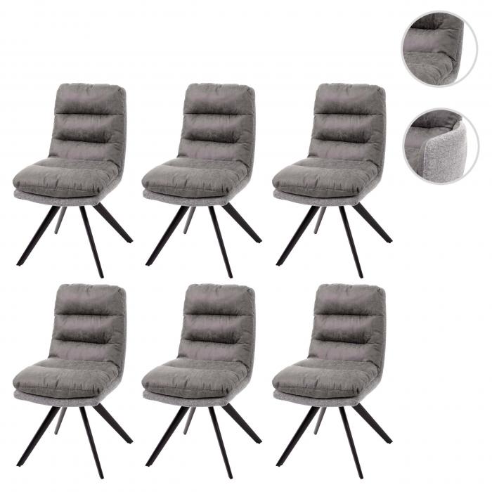 6x Esszimmerstuhl HWC-G66, Küchenstuhl Stuhl, drehbar Auto-Position  Stoff/Textil ~ hellgrau-grau von Heute-Wohnen
