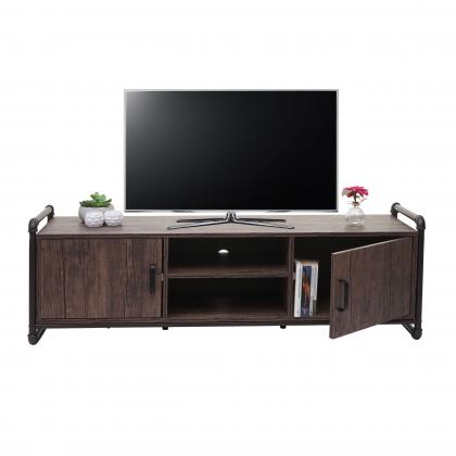 TV-Rack HWC-F58, Fernsehtisch Lowboard, Industrie-Design 3D-Struktur Staufach braun 45x140x40cm