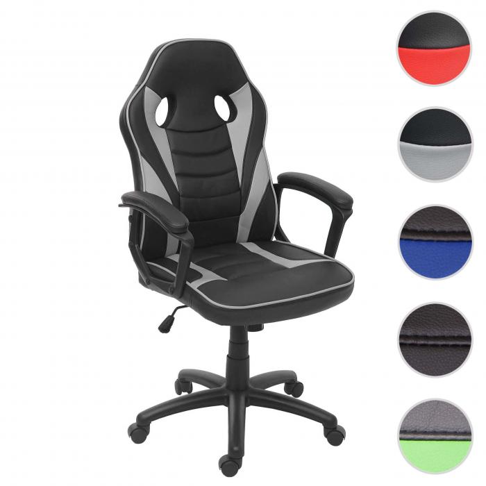 Bürostuhl HWC-F59, Schreibtischstuhl Drehstuhl Racing-Chair Gaming-Chair,  Kunstleder ~ schwarz/grau von Heute-Wohnen