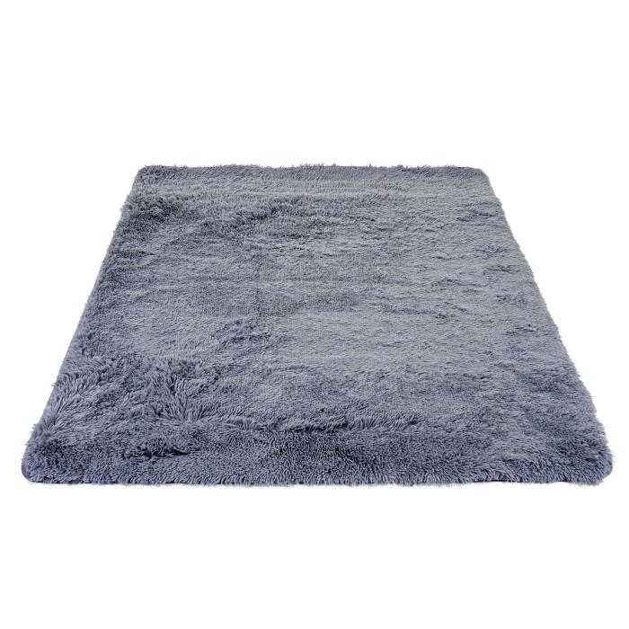 Teppich HWC-F69, Shaggy Läufer Hochflor Langflor, Stoff/Textil flauschig  weich 230x160cm ~ grau von Heute-Wohnen
