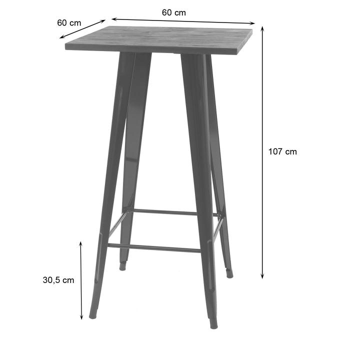 Set Stehtisch + 2x Barhocker HWC-A73 inkl. Holz-Tischplatte, Barstuhl  Bartisch, Metall Industriedesign ~ schwarz von Heute-Wohnen