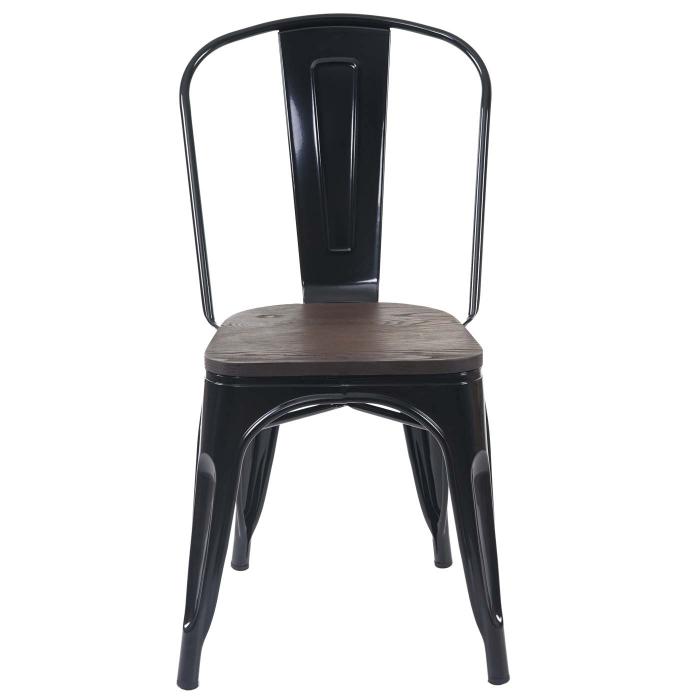 inkl. Stuhl Metall 4er-Set schwarz Stapelstuhl, von Industriedesign Bistrostuhl Heute-Wohnen Holz-Sitzfläche, HWC-A73 stapelbar ~