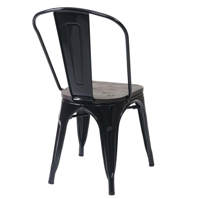 Stuhl HWC-A73 inkl. Holz-Sitzfläche, Bistrostuhl Stapelstuhl, Metall  Industriedesign stapelbar ~ schwarz von Heute-Wohnen