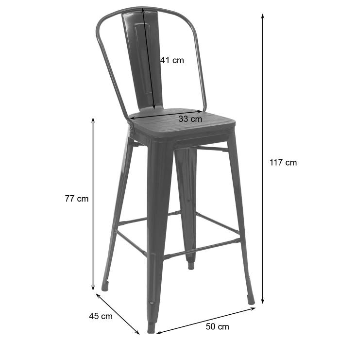 4er-Set Barhocker HWC-A73 inkl. Holz-Sitzfläche, Barstuhl Tresenhocker mit  Lehne, Metall Industriedesign ~ schwarz von Heute-Wohnen