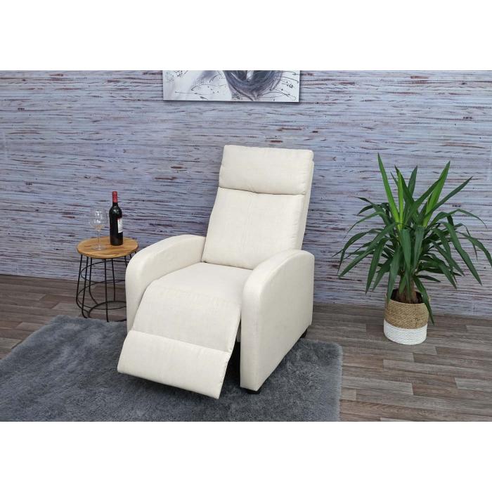 Fernsehsessel HWC-F76, Relaxsessel Sessel Liegesessel, Liegefunktion  verstellbar Stoff/Textil ~ creme von Heute-Wohnen