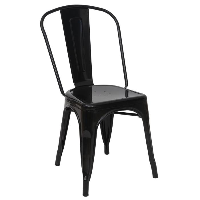 4er-Set Stuhl HWC-A73, Bistrostuhl Stapelstuhl, Heute-Wohnen stapelbar Industriedesign Metall schwarz von 