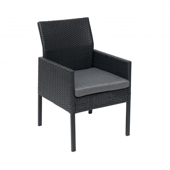 2er-Set Poly-Rattan Sessel HWC-G12, Gartenstuhl Korbsessel ~ schwarz,  Kissen dunkelgrau, Standard-Version von Heute-Wohnen