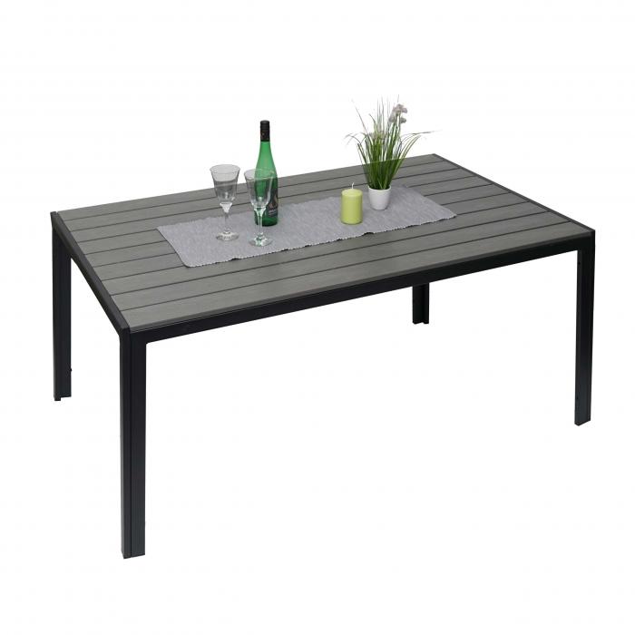 Gartentisch Hwc G12 Balkontisch Tisch Wpc Holzoptik Stahl 150x90cm Schwarz Tischplatte Grau