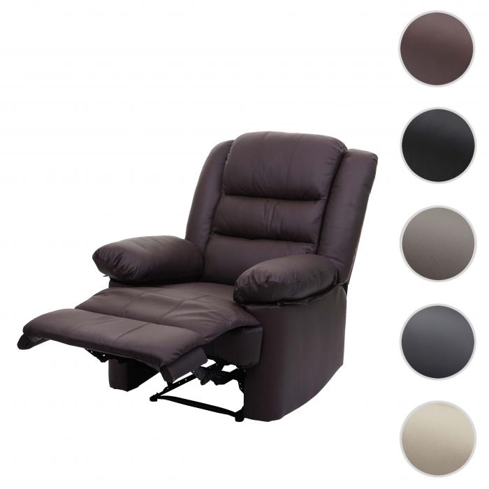 Fernsehsessel HWC-G15, Relaxsessel Liege Sessel, Leder + Kunstleder  101x87x100cm ~ braun von Heute-Wohnen
