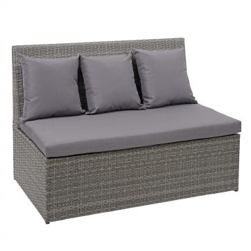 Poly-Rattan 2er Sofa HWC-G16, Lounge-Gartenbank Sitzbank Sessel, Gastronomie 120cm ~ grau, Kissen dunkelgrau