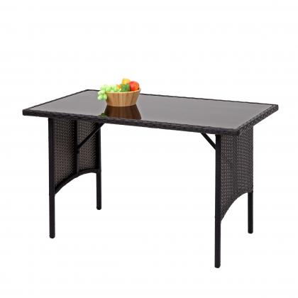 Poly-Rattan Esstisch HWC-G16, Esszimmertisch Gartentisch Tisch, Gastronomie 112x60cm ~ schwarz