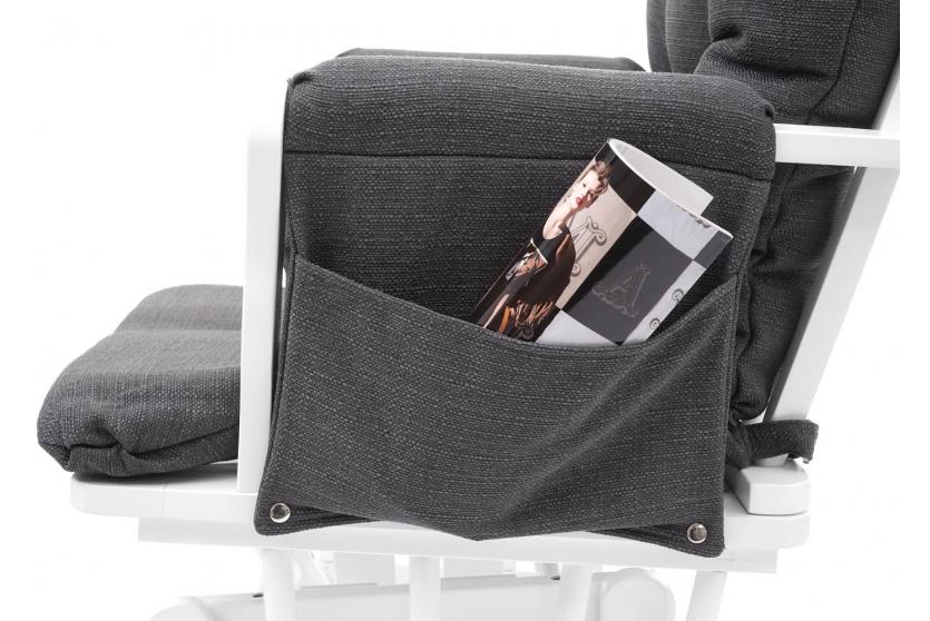 Relaxsessel HWC-C76, Schaukelstuhl Sessel Schwingstuhl mit Hocker ~  Stoff/Textil, dunkelgrau, Gestell weiß von Heute-Wohnen