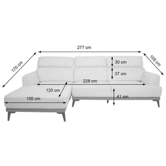 Sofa HWC-G44, Couch Ecksofa L-Form, Liegefläche Nosagfederung  Taschenfederkern Teppich verstellbar ~ links, dunkelgrau von Heute-Wohnen