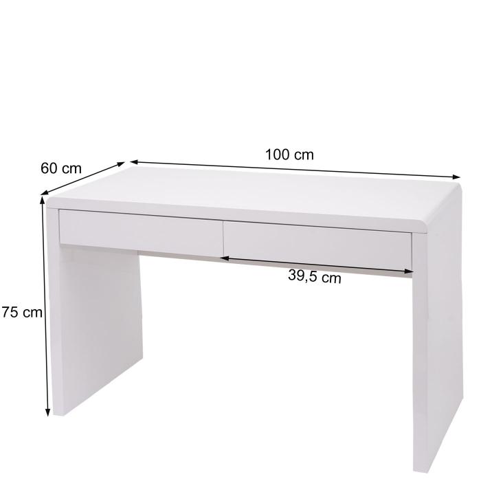 Schreibtisch HWC-G51, Bürotisch Computertisch Arbeitstisch, Hochglanz Weiß  ~ 100x60cm von Heute-Wohnen