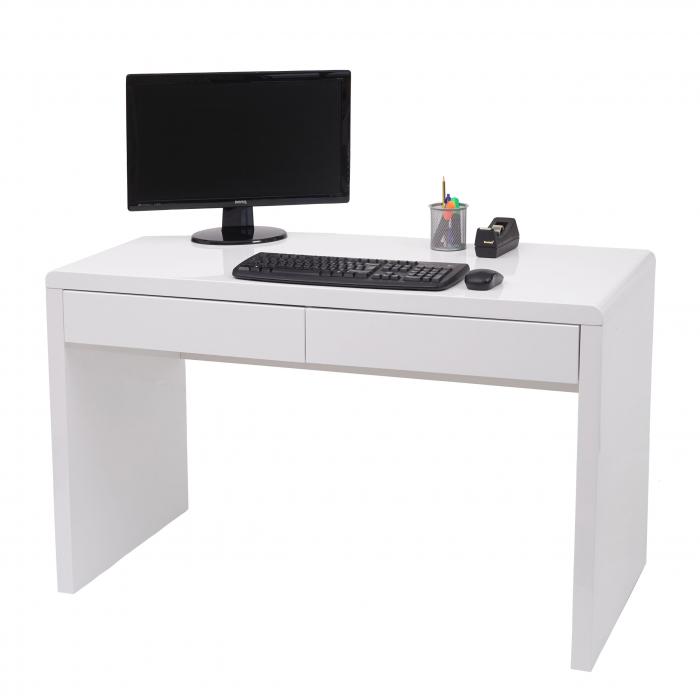 B-Ware (Ecke angedrückt, SK1) |Schreibtisch Bürotisch Computertisch  Arbeitstisch, Hochglanz Weiß ~ 120x60cm von Heute-Wohnen