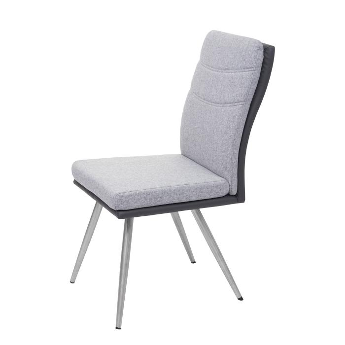 6er-Set Esszimmerstuhl HWC-G54, Küchenstuhl Stuhl, Textil/Kunstleder Edelstahl  gebürstet ~ grau von Heute-Wohnen