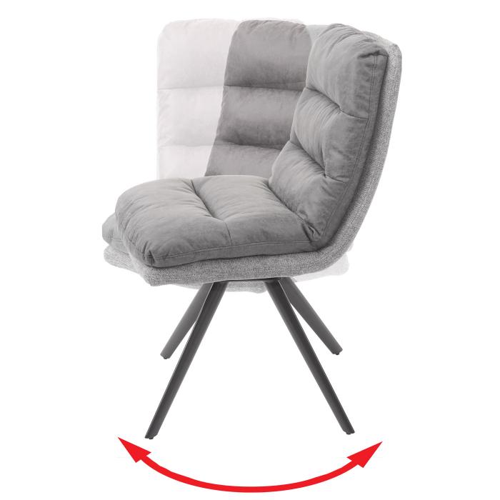 Esszimmerstuhl HWC-G66, Küchenstuhl Stuhl, drehbar Auto-Position  Stoff/Textil ~ hellgrau-grau von Heute-Wohnen