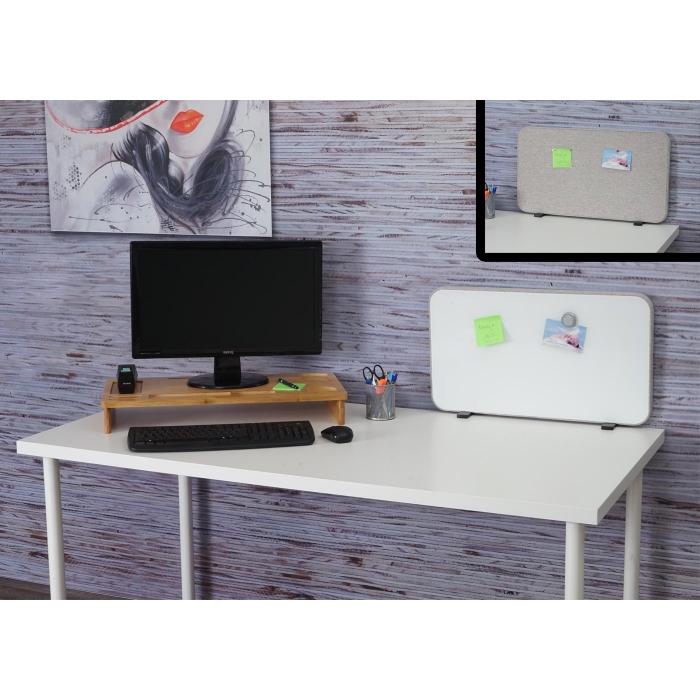 Tisch-Whiteboard HWC-G74, Büro-Sichtschutz Trennwand Schreibtisch  Magnettafel Pinnwand, Stoff/Textil ~ 60x35cm grau von Heute-Wohnen