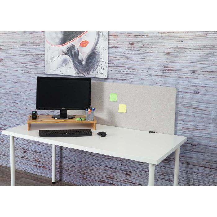 Akustik-Tischtrennwand HWC-G75, Büro-Sichtschutz Schreibtisch Pinnwand,  doppelwandig Stoff/Textil ~ 60x120cm grau von Heute-Wohnen